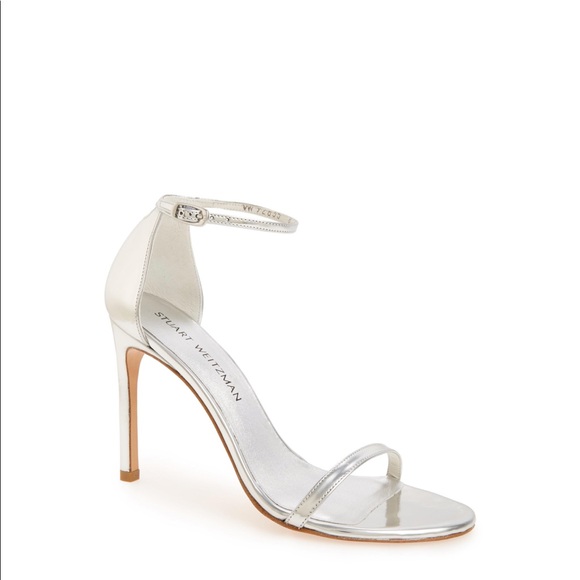 Stuart Weitzman Shoes - STUART WEITZMAN NUDISTSONG TIN GLASS SILVER HEELS
